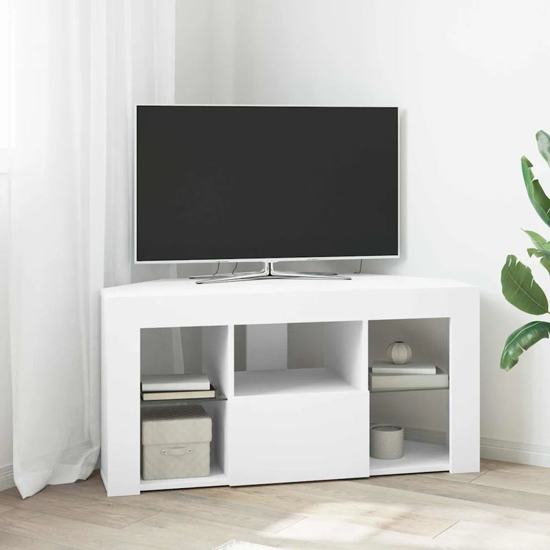 Corner LED TV Cabinet 100 x 40 x 50 cm White Engineered Wood