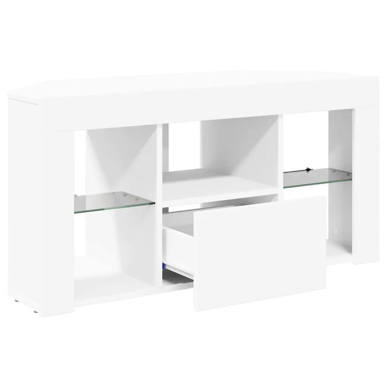 Corner LED TV Cabinet 100 x 40 x 50 cm White Engineered Wood