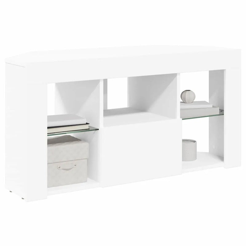 Corner LED TV Cabinet 100 x 40 x 50 cm White Engineered Wood