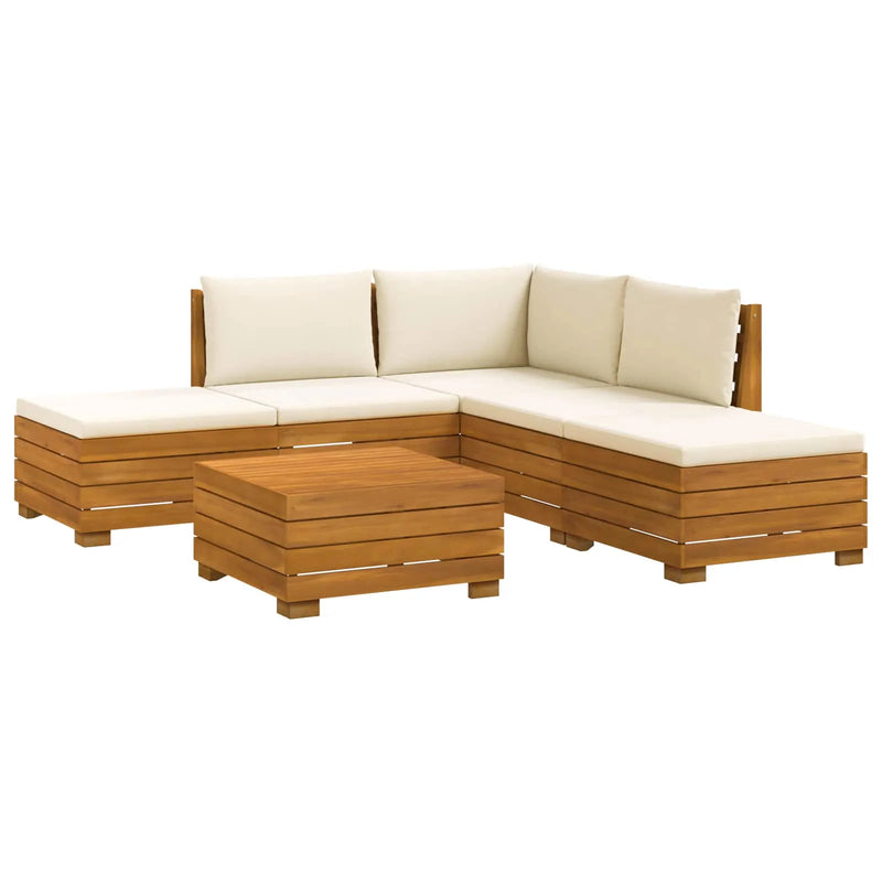 Outdoor Sofa Set with Cushion 6 Piece Brown Solid Acacia Wood