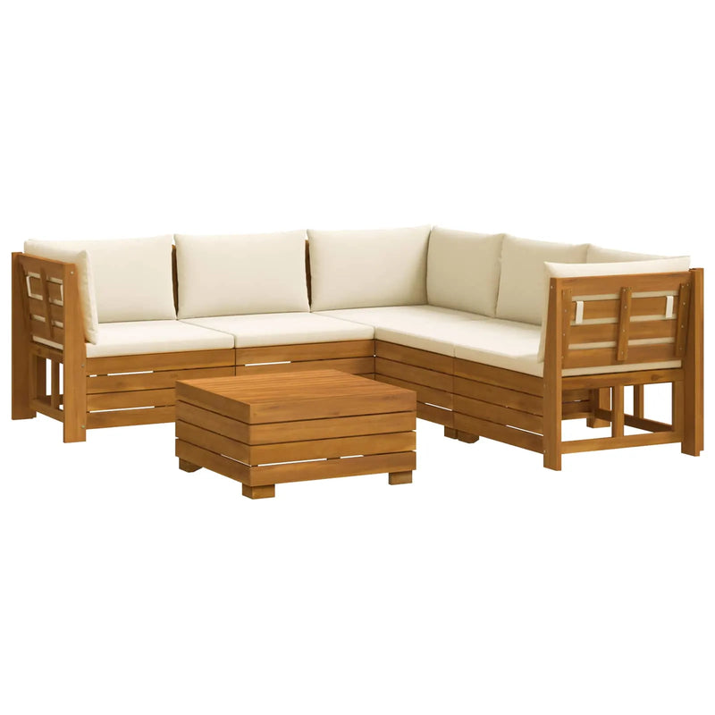 Outdoor Sofa Set with Cushion 6 Piece Brown Solid Acacia Wood