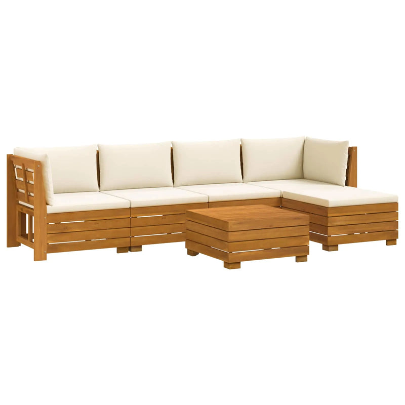 Outdoor Sofa Set with Cushion 6 Piece Brown Solid Acacia Wood