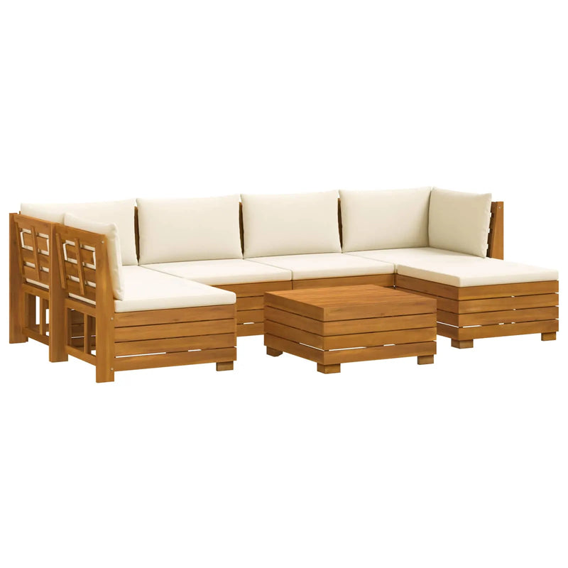 Outdoor Sofa Set with Cushion 7 Piece Brown Solid Acacia Wood