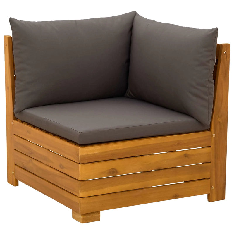 Outdoor Sofa Set with Cushion 5 Piece Brown Solid Acacia Wood