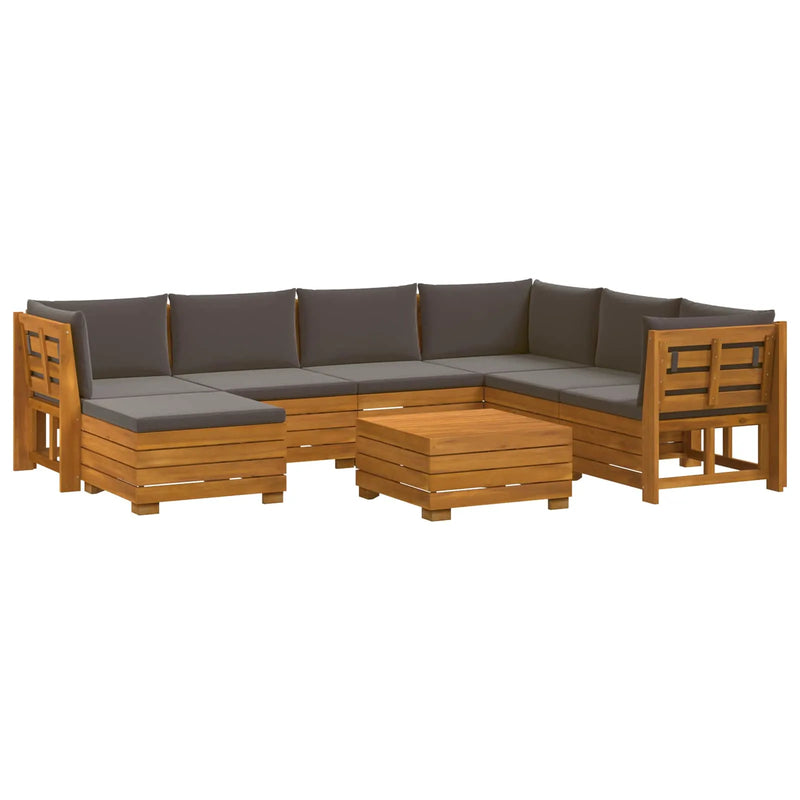 Outdoor Sofa Set with Cushion 8 Piece Brown Solid Acacia Wood