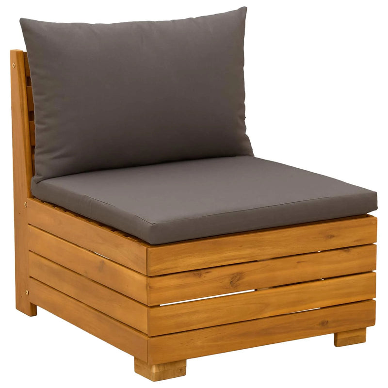 Outdoor Sofa Set with Cushion 3 Piece Brown Solid Acacia Wood