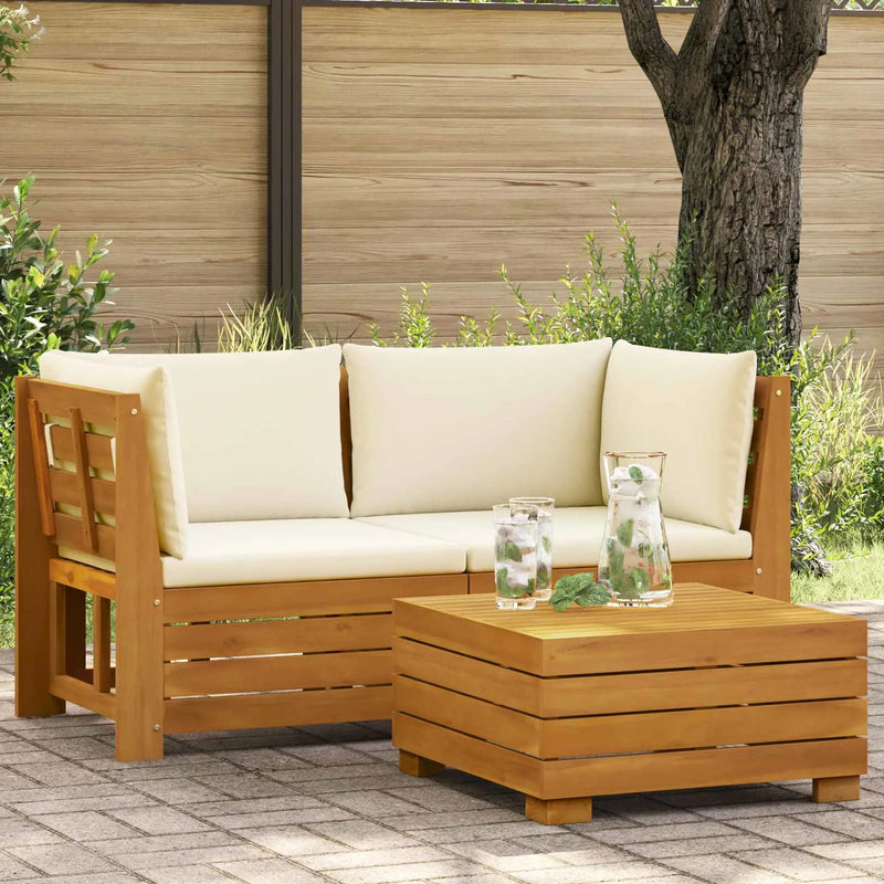 Garden Lounge Set with Cushion 2 Piece Brown Solid Acacia Wood