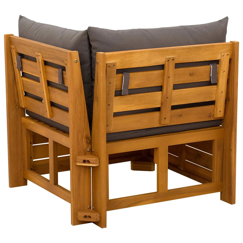 Garden Sofa Corner Solid Acacia Wood Brown