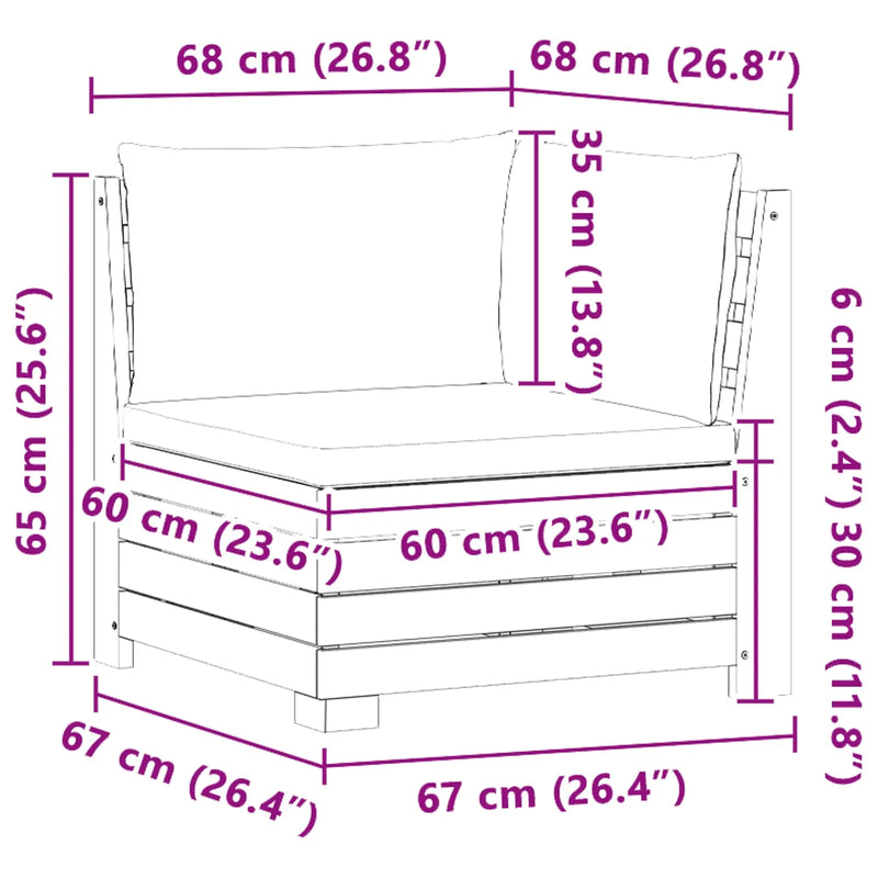 Garden Sofa Corner Solid Acacia Wood Brown