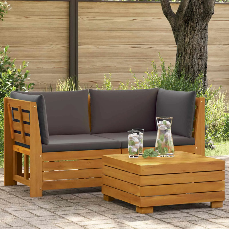 2 Piece Garden Lounge Set Solid Acacia Wood Brown
