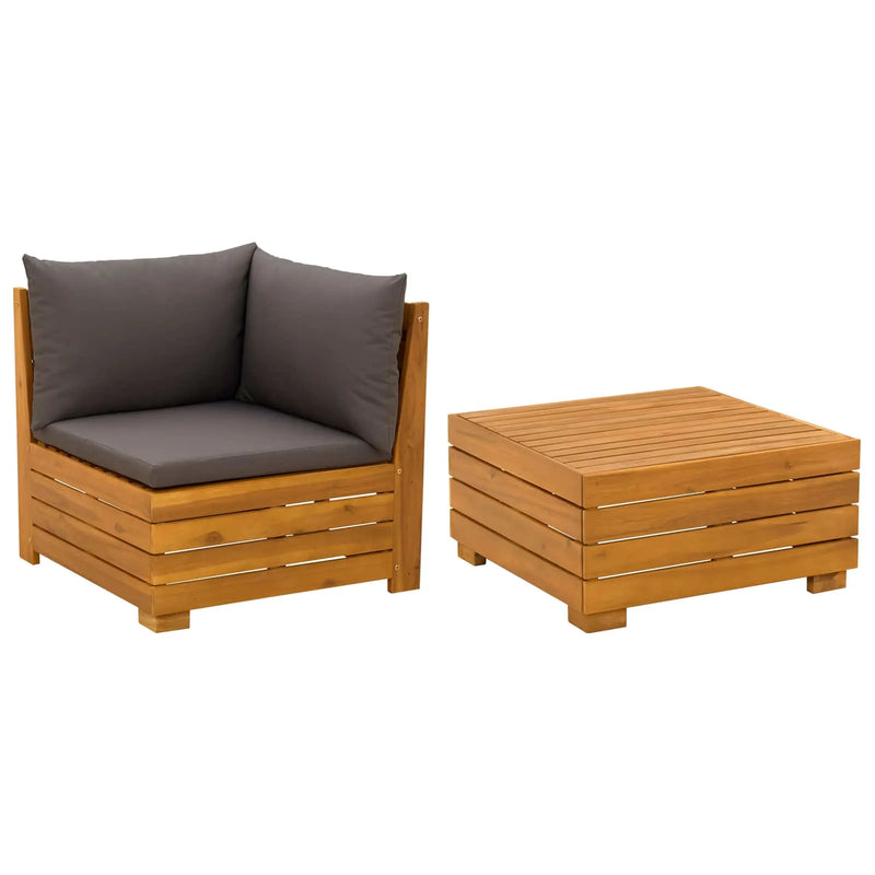2 Piece Garden Lounge Set Solid Acacia Wood Brown