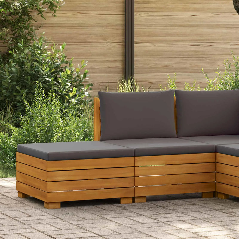 Garden Lounge Set with Cushion 2 Piece Brown Solid Acacia Wood