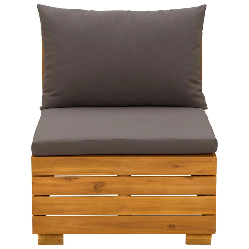 Garden Lounge Set with Cushion 2 Piece Brown Solid Acacia Wood