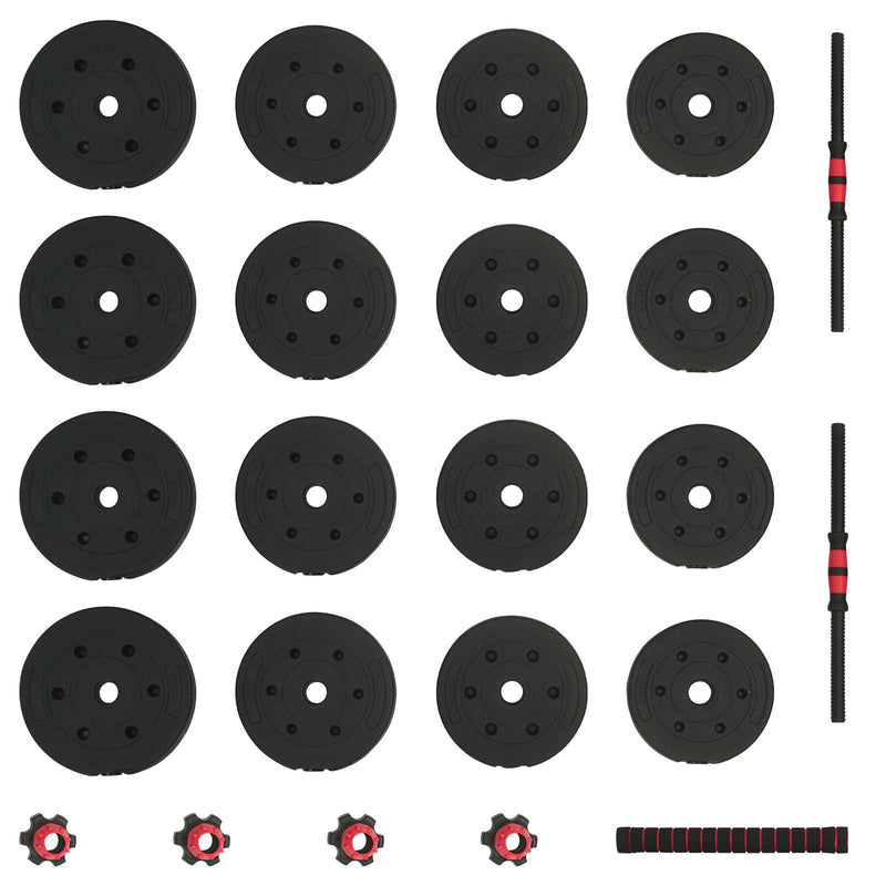 vidaXL 2-in-1 Dumbbell Set Black and Red 121 x 19.5 x 19.5 cm
