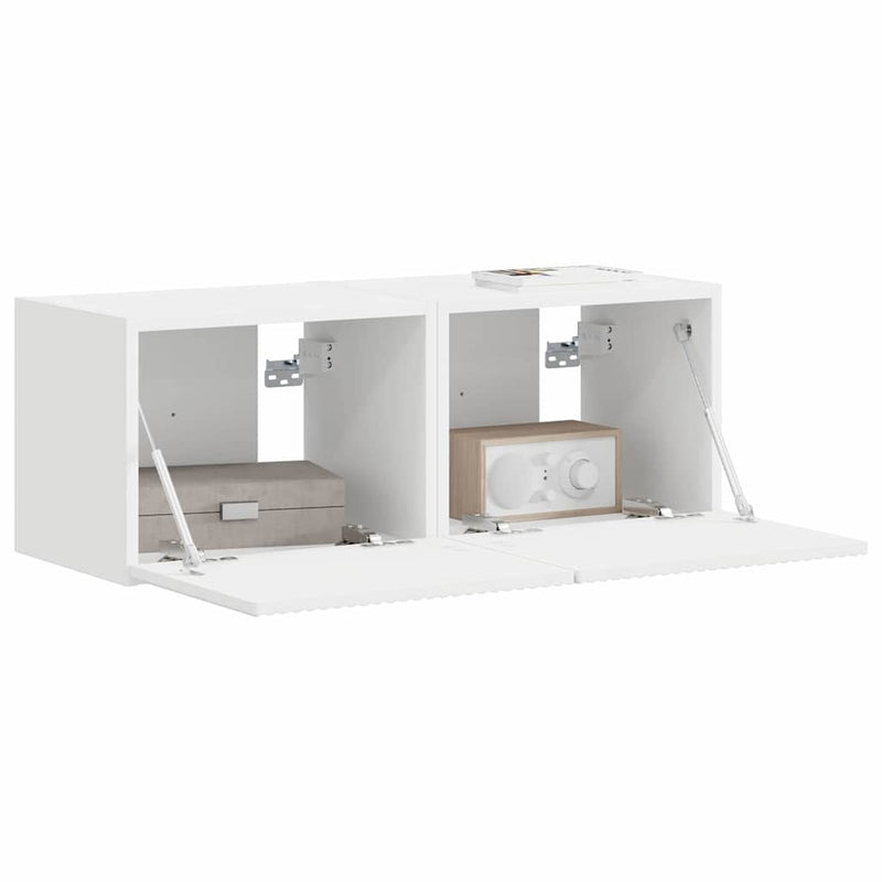 vidaXL TV Wall Cabinet 2 pcs White 60 x 31 x 29.5 cm Engineered Wood