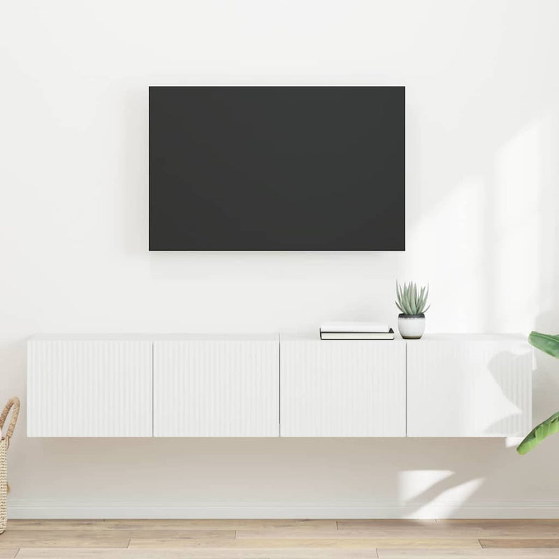 vidaXL TV Wall Cabinet 2 pcs White 60 x 31 x 29.5 cm Engineered Wood