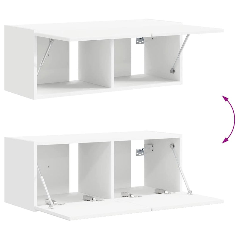 vidaXL TV Wall Cabinet 2 pcs White 60 x 31 x 29.5 cm Engineered Wood
