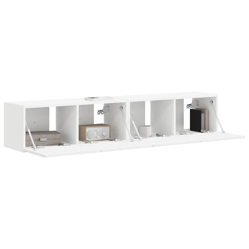 vidaXL TV Wall Cabinet 2 pcs White 60 x 31 x 29.5 cm Engineered Wood