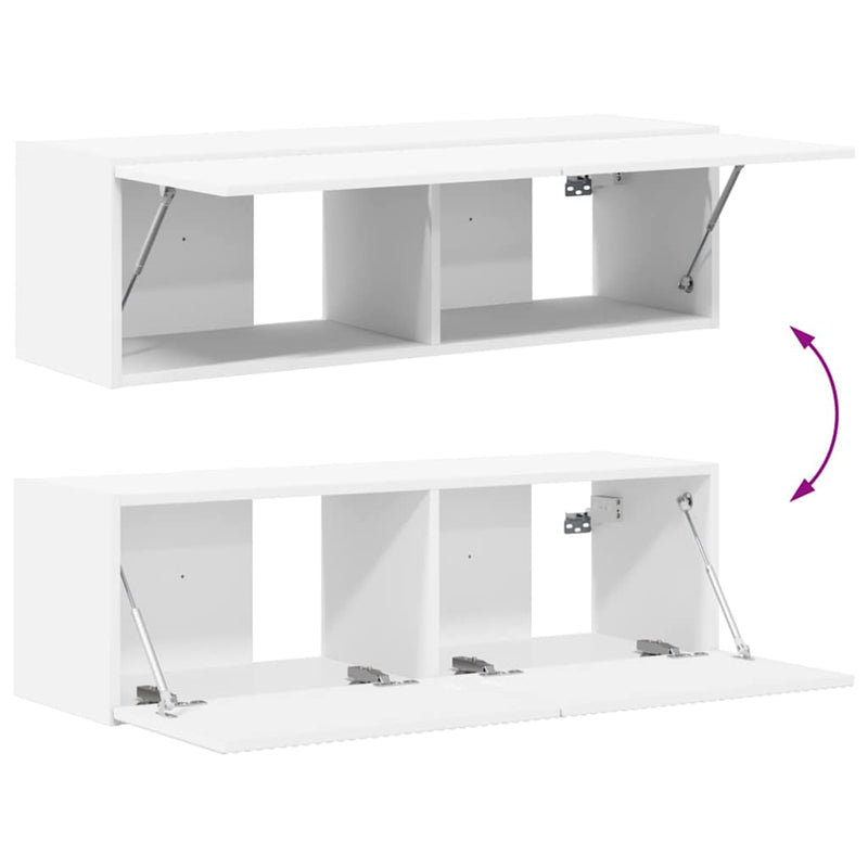 vidaXL TV Wall Cabinet 2 pcs White 60 x 31 x 29.5 cm Engineered Wood