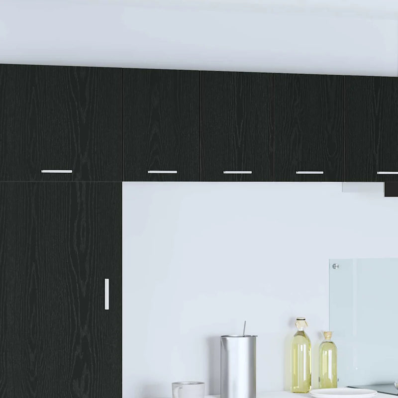 Hanging Cabinet with Door Black Oak and White 30 x 31 x 40 cm