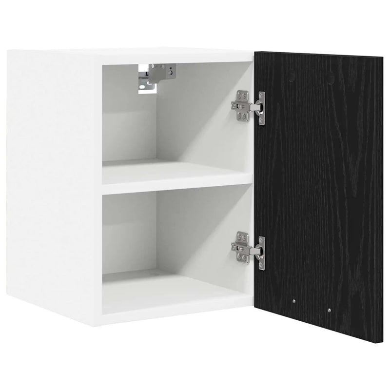 Hanging Cabinet with Door Black Oak and White 30 x 31 x 40 cm