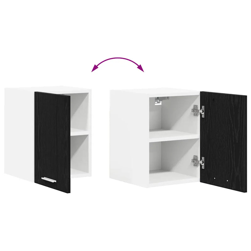 Hanging Cabinet with Door Black Oak and White 30 x 31 x 40 cm