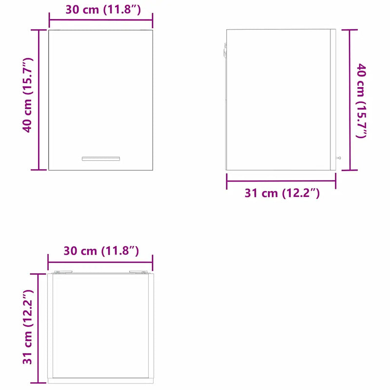 Hanging Cabinet with Door Black Oak and White 30 x 31 x 40 cm