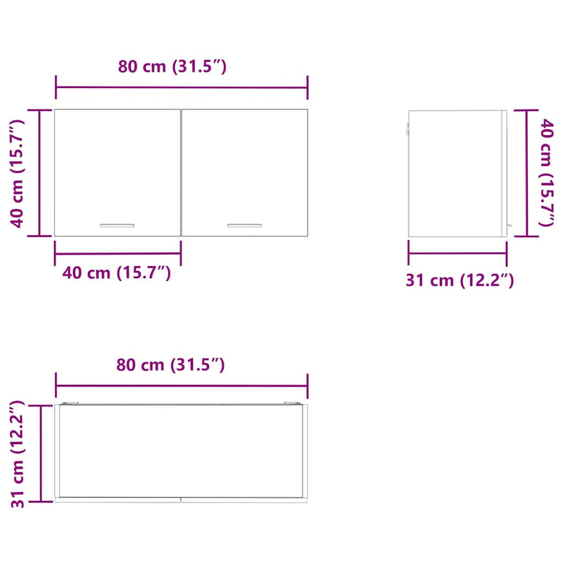 vidaXL Hanging Cabinet with Door White 80 x 31 x 40 cm Engineered Wood