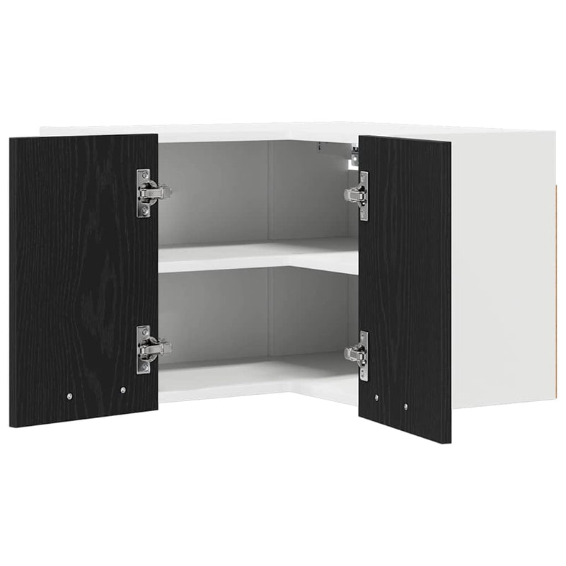 vidaXL Hanging Cabinet Black Oak and White 57 x 57 x 40 cm