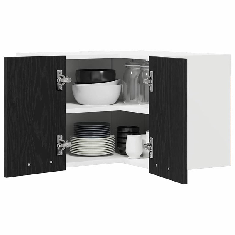 vidaXL Hanging Cabinet Black Oak and White 57 x 57 x 40 cm