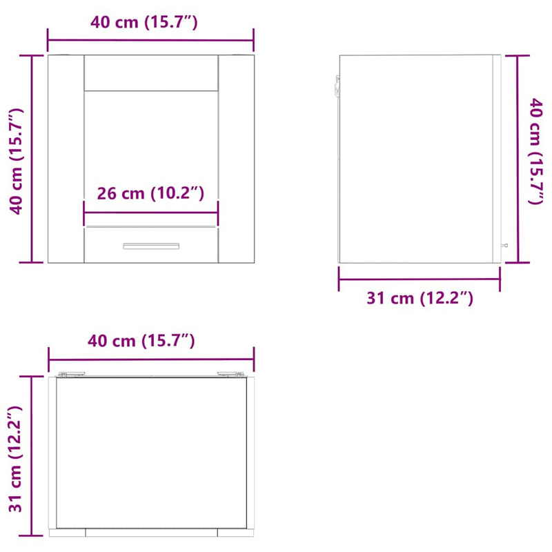 vidaXL Hanging Cabinet with Door White 40 x 31 x 40 cm Engineered Wood