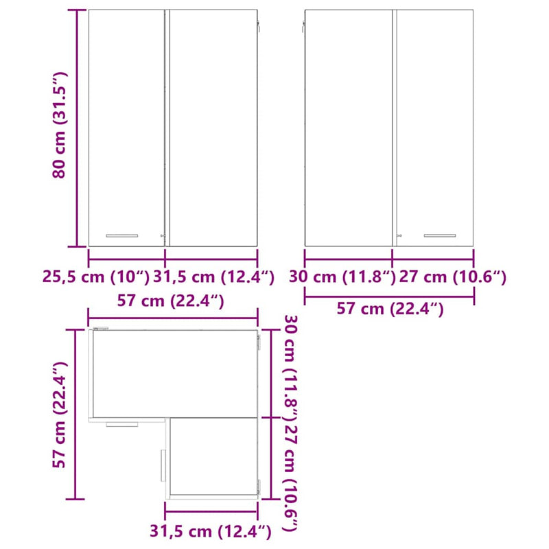 vidaXL Hanging Cabinet White 57 x 57 x 80 cm Engineered Wood