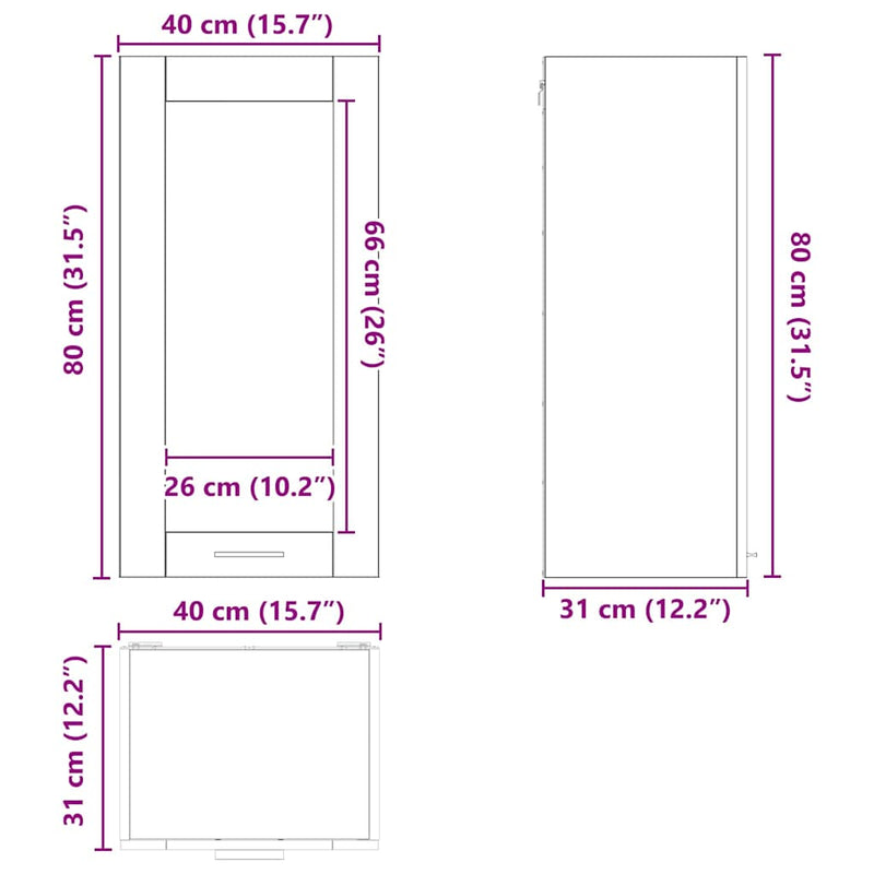 vidaXL Hanging Cabinet with Door White 40 x 31 x 80 cm Engineered Wood