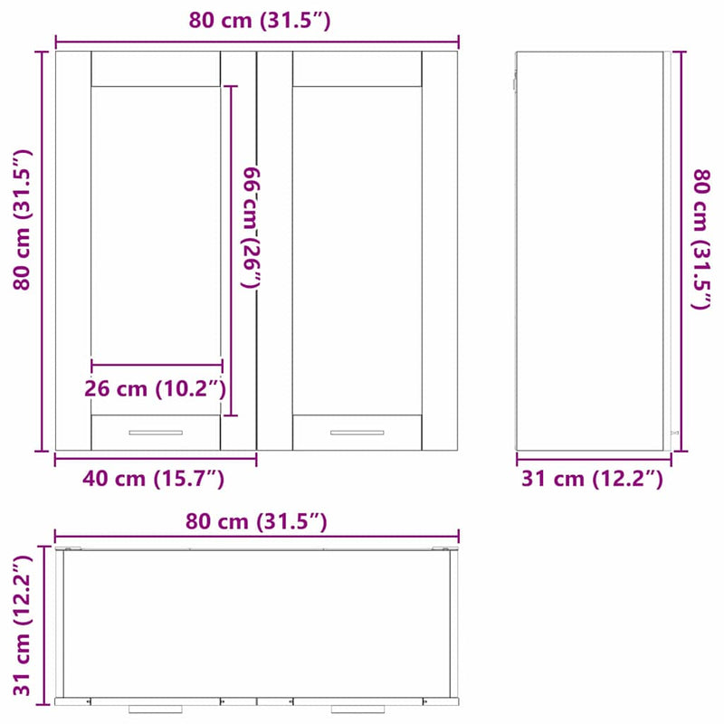vidaXL Hanging Cabinet Black Oak 80 x 31 x 80 cm Engineered Wood