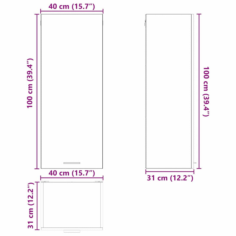 vidaXL Hanging Cabinet White 40 x 31 x 100 cm Engineered Wood