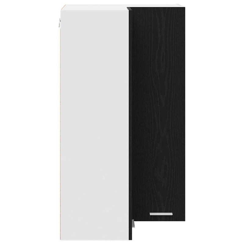 vidaXL Hanging Cabinet with Door Black Oak and White 57 x 57 x 100 cm