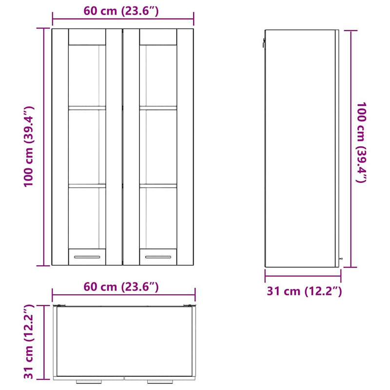 vidaXL Hanging Cabinet Riga Black Oak 60 x 31 x 100 cm Engineered Wood