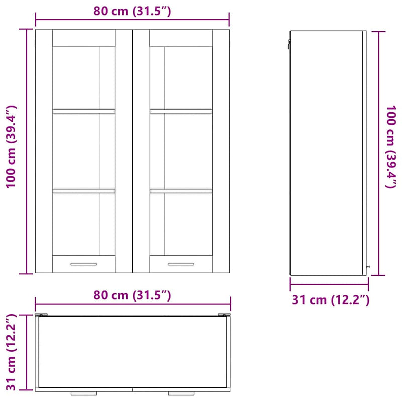 vidaXL Hanging Cabinet Black Oak 80 x 31 x 100 cm Engineered Wood
