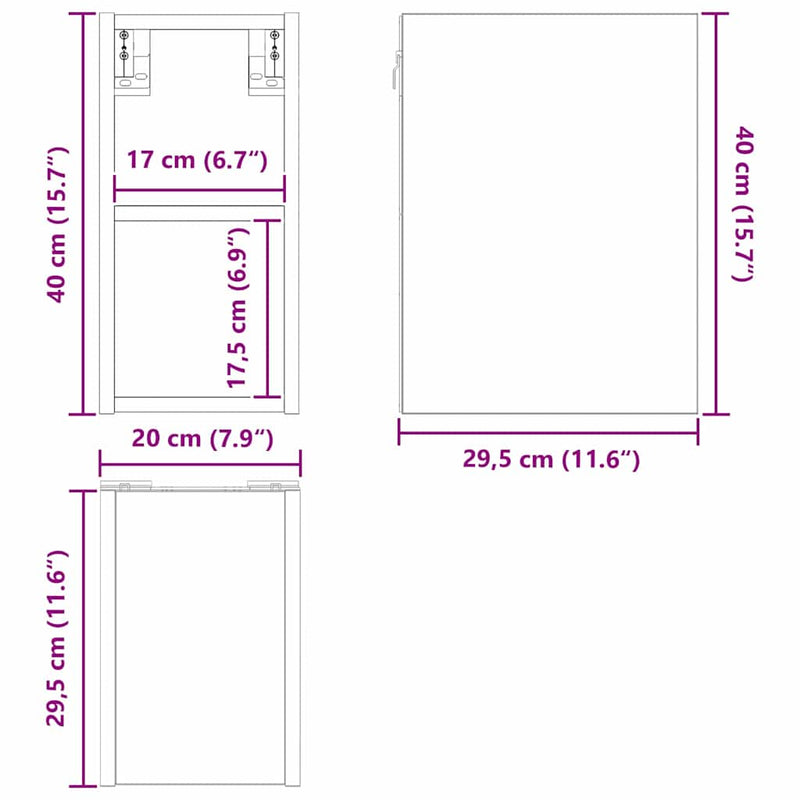 vidaXL Hanging Cabinet White 20 x 29,5 x 40 cm Engineered Wood