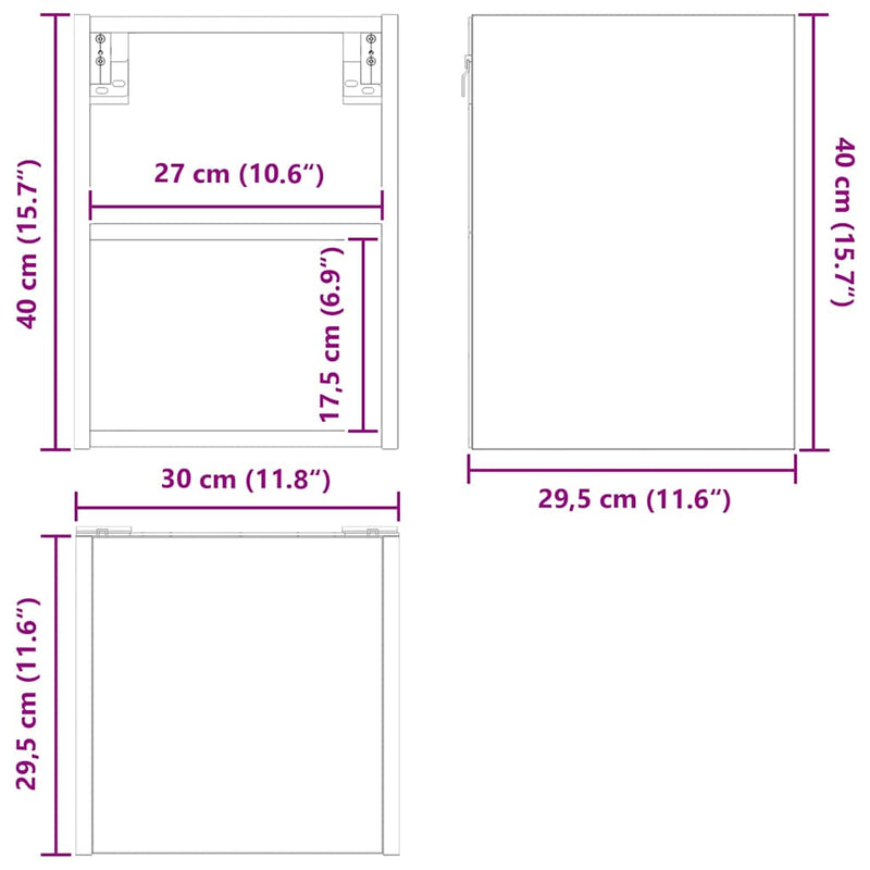 vidaXL Hanging Cabinet White 30 x 29,5 x 40 cm Engineered Wood