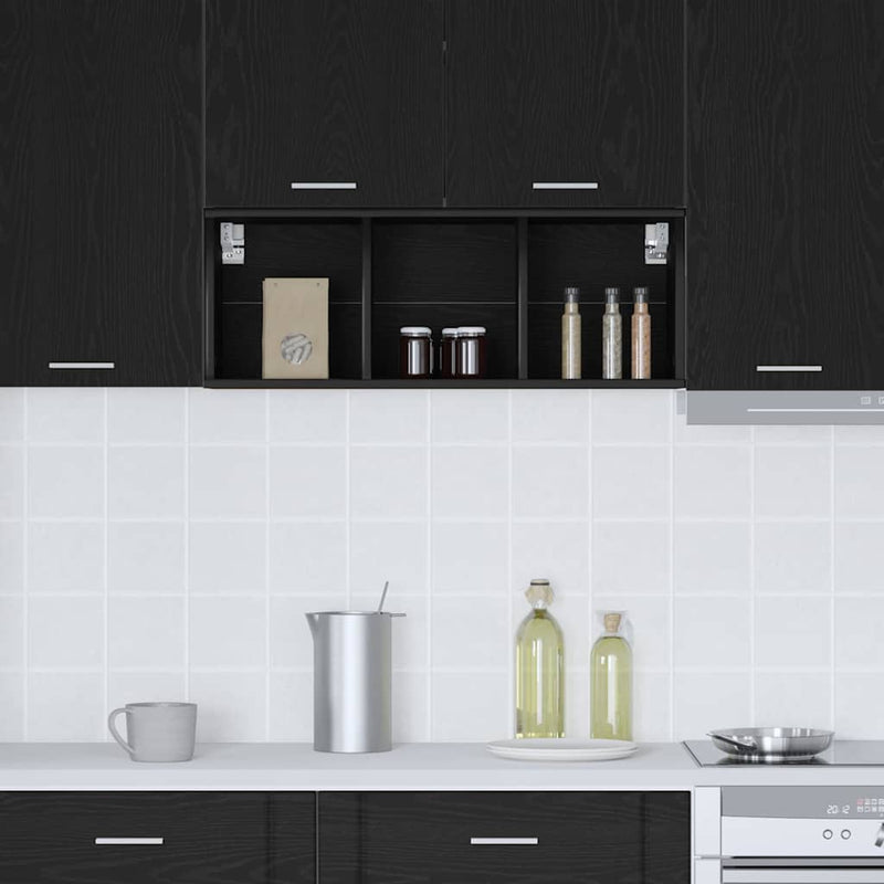vidaXL Hanging Cabinet Black Oak 30 x 29,5 x 80 cm Engineered Wood