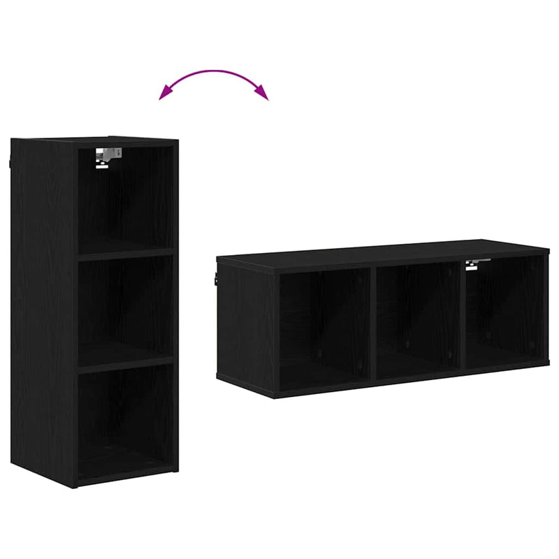 vidaXL Hanging Cabinet Black Oak 30 x 29,5 x 80 cm Engineered Wood