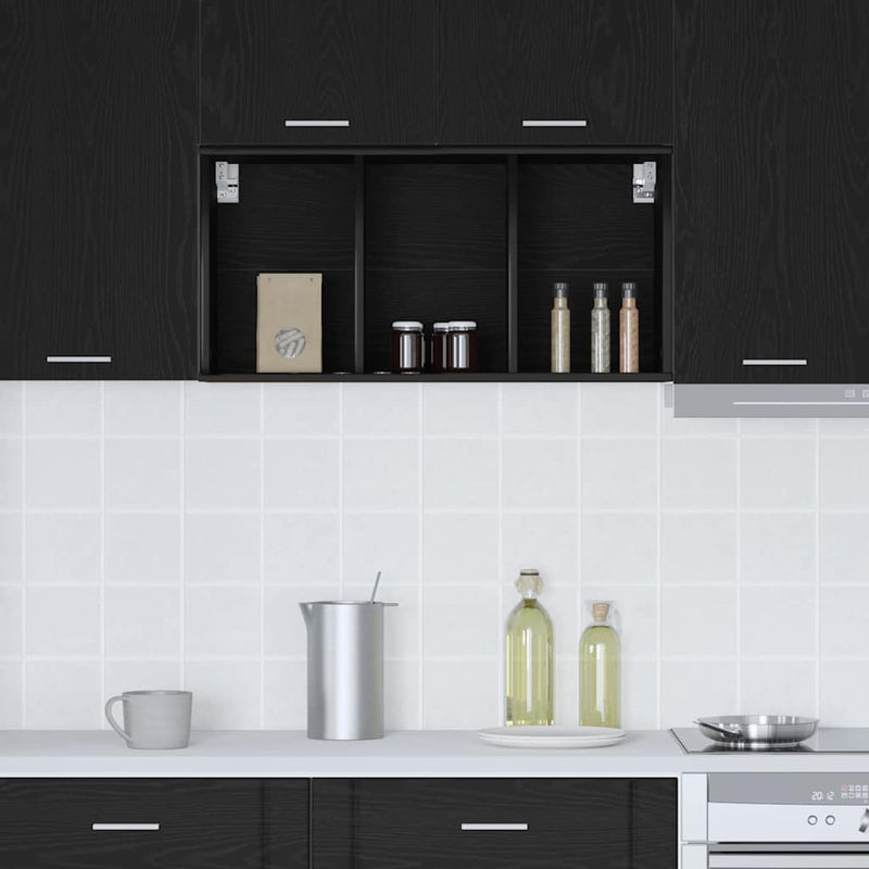 vidaXL Hanging Cabinet Black Oak 40 x 29,5 x 80 cm Engineered Wood