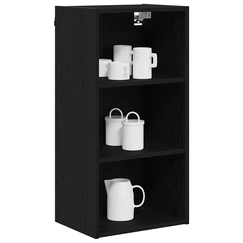 vidaXL Hanging Cabinet Black Oak 40 x 29,5 x 80 cm Engineered Wood