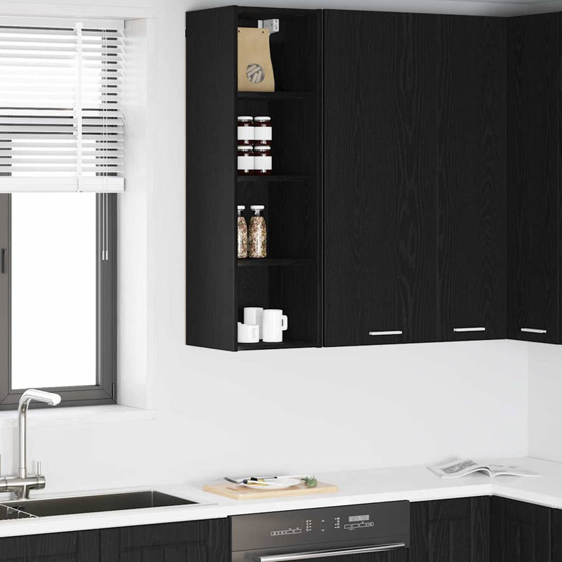 vidaXL Hanging Cabinet Black Oak 30 x 29,5 x 100 cm Engineered Wood