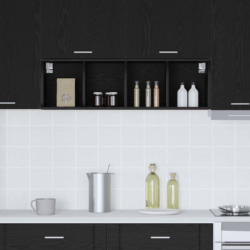 vidaXL Hanging Cabinet Black Oak 30 x 29,5 x 100 cm Engineered Wood