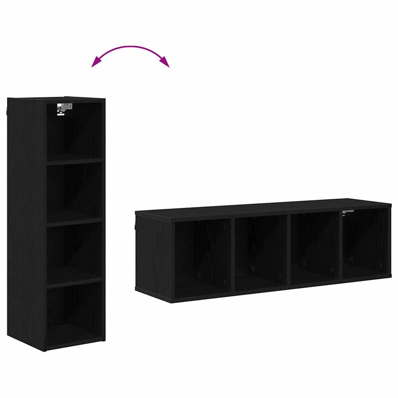 vidaXL Hanging Cabinet Black Oak 30 x 29,5 x 100 cm Engineered Wood