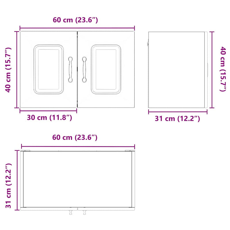 vidaXL Kitchen Cabinet with Storage Kalmar 2 pcs White 60 x 31 x 40 cm
