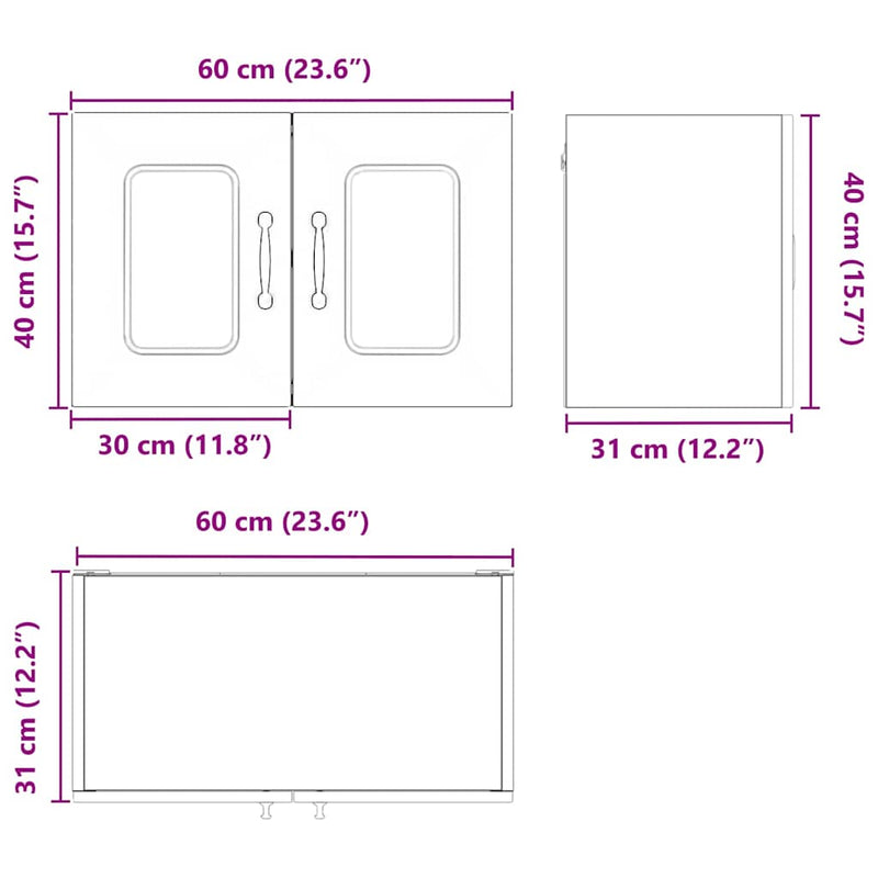 vidaXL Kitchen Cabinet Kalmar White 60 x 31 x 40 cm Engineered Wood