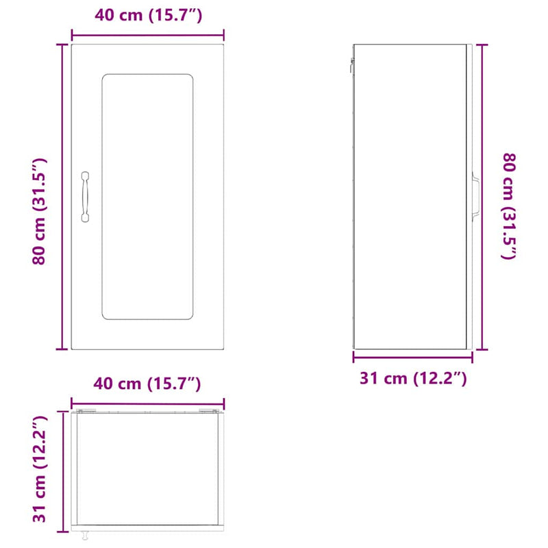 vidaXL Kitchen Cabinet Kalmar White 40 x 31 x 80 cm Engineered Wood